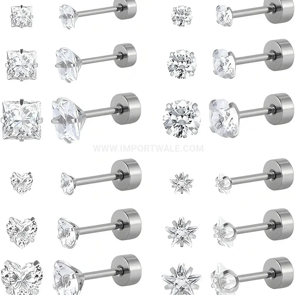 Fashion Vintage Stainless Steel Constellation Piercing Ear Stud Set
