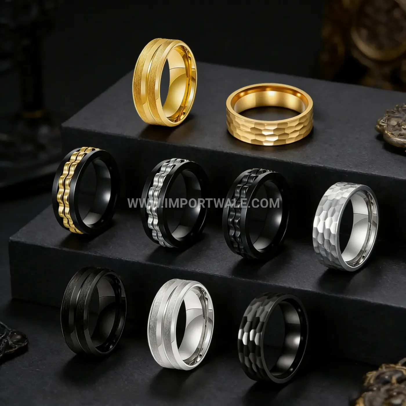 Spinning Gear Stainless Steel Fidget Band Ring for Men