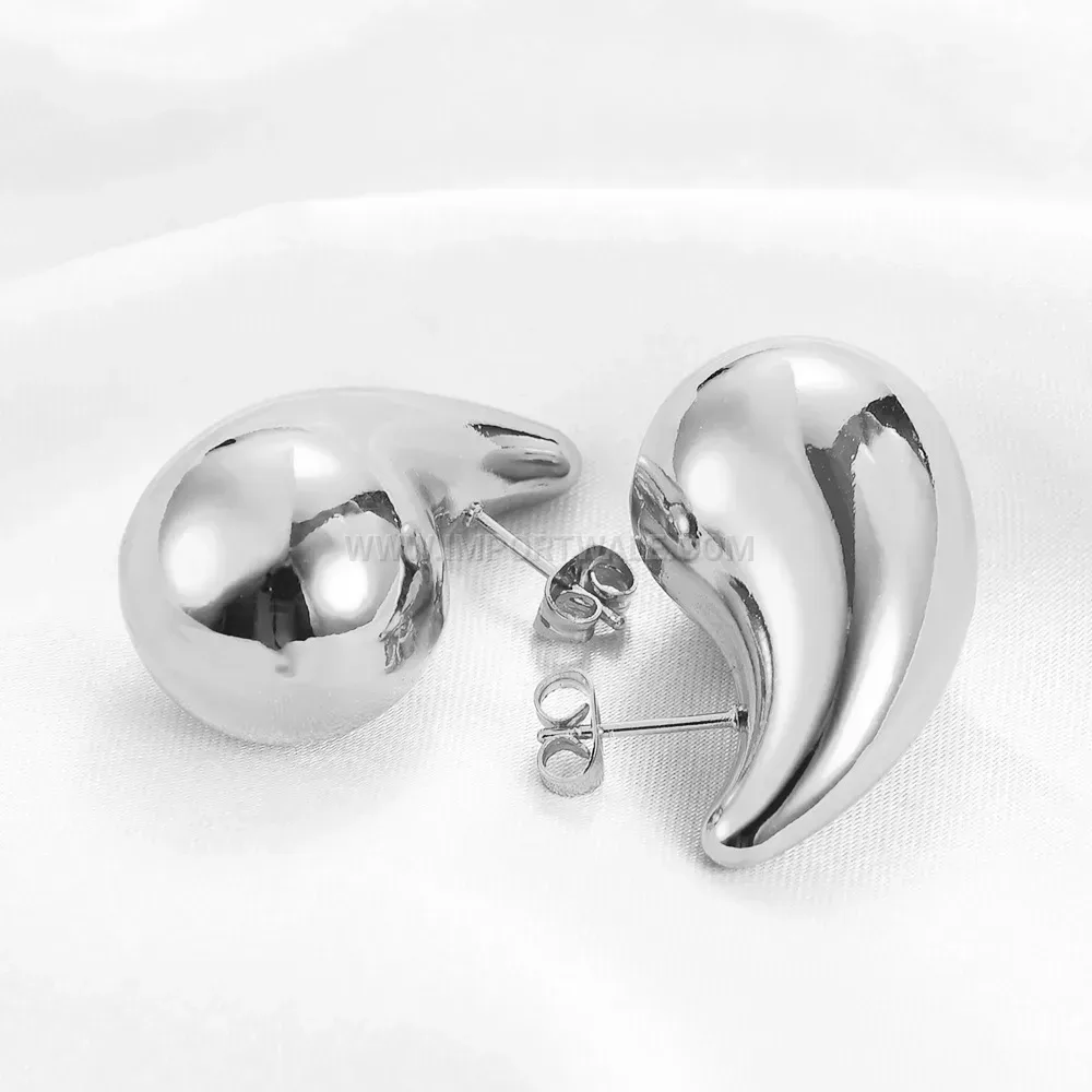 Hollow Teardrop Stainless Steel Stud Earrings