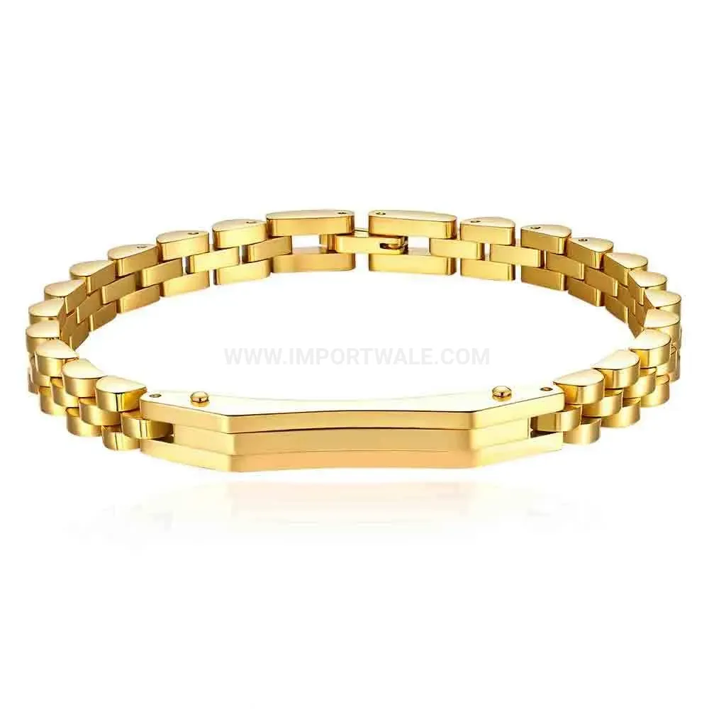 Engravable Curved Plate Stainless Steel Watch Band Bracelet