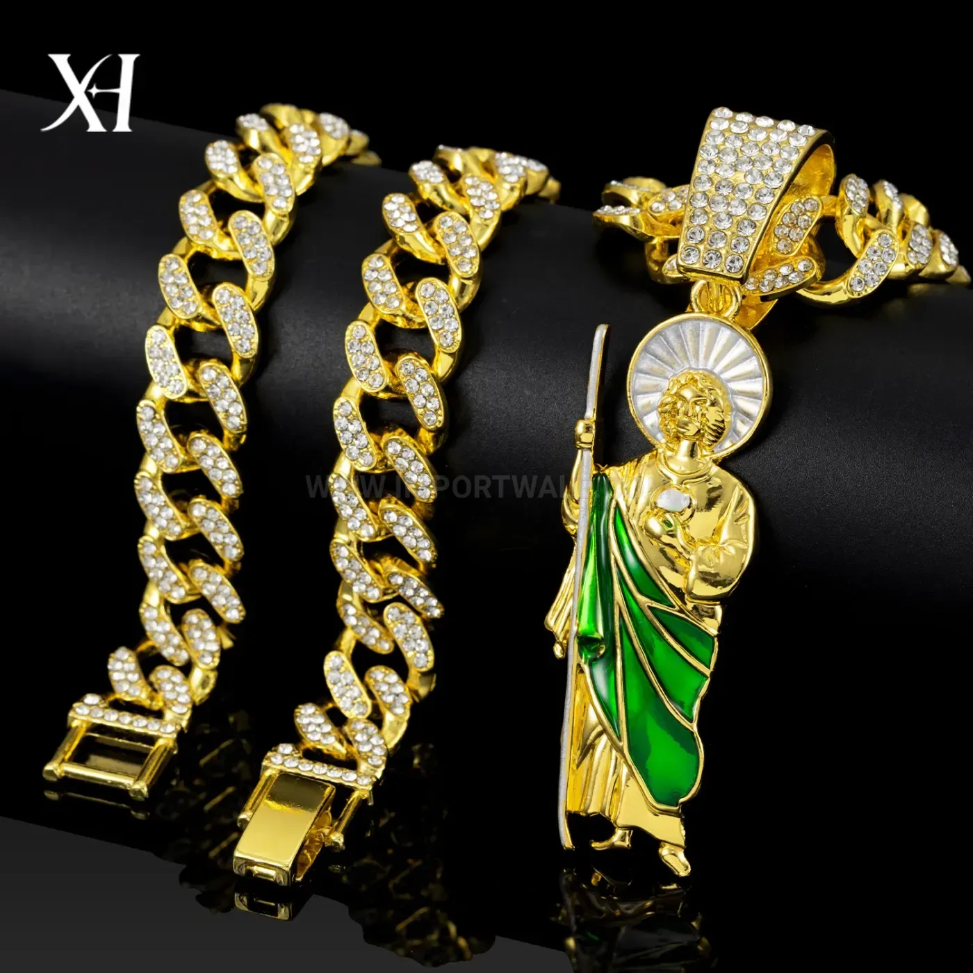 Saint Jude Religious Pendant Zinc Alloy Hip Hop Necklace