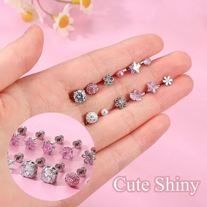 Bold Minimalist Stainless Steel Clay Ball Cartilage Earring Set