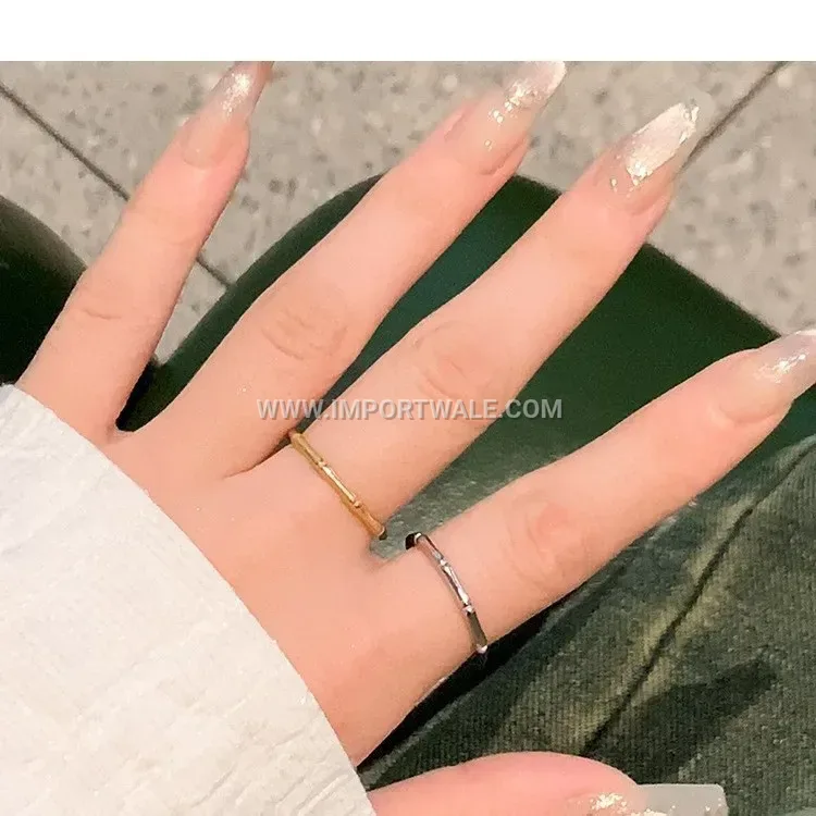Textured Bamboo Joint Stainless Steel Band Ring