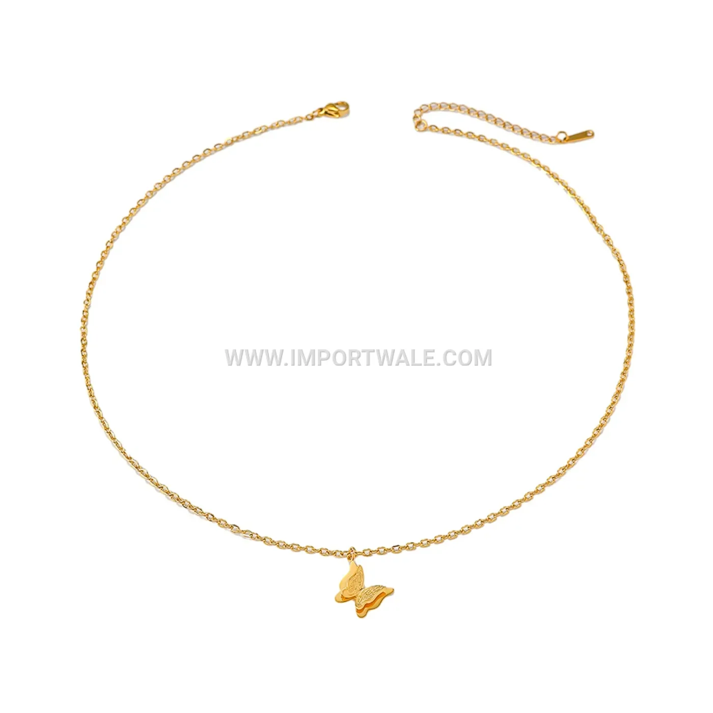 Stainless Steel Butterfly Islamic Calligraphy Pendant Necklace