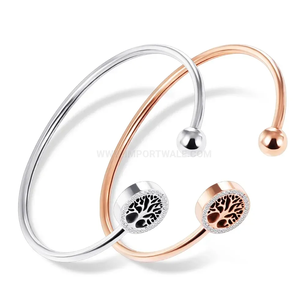 Fashion Tree of Life Open Stainless Steel Bangle