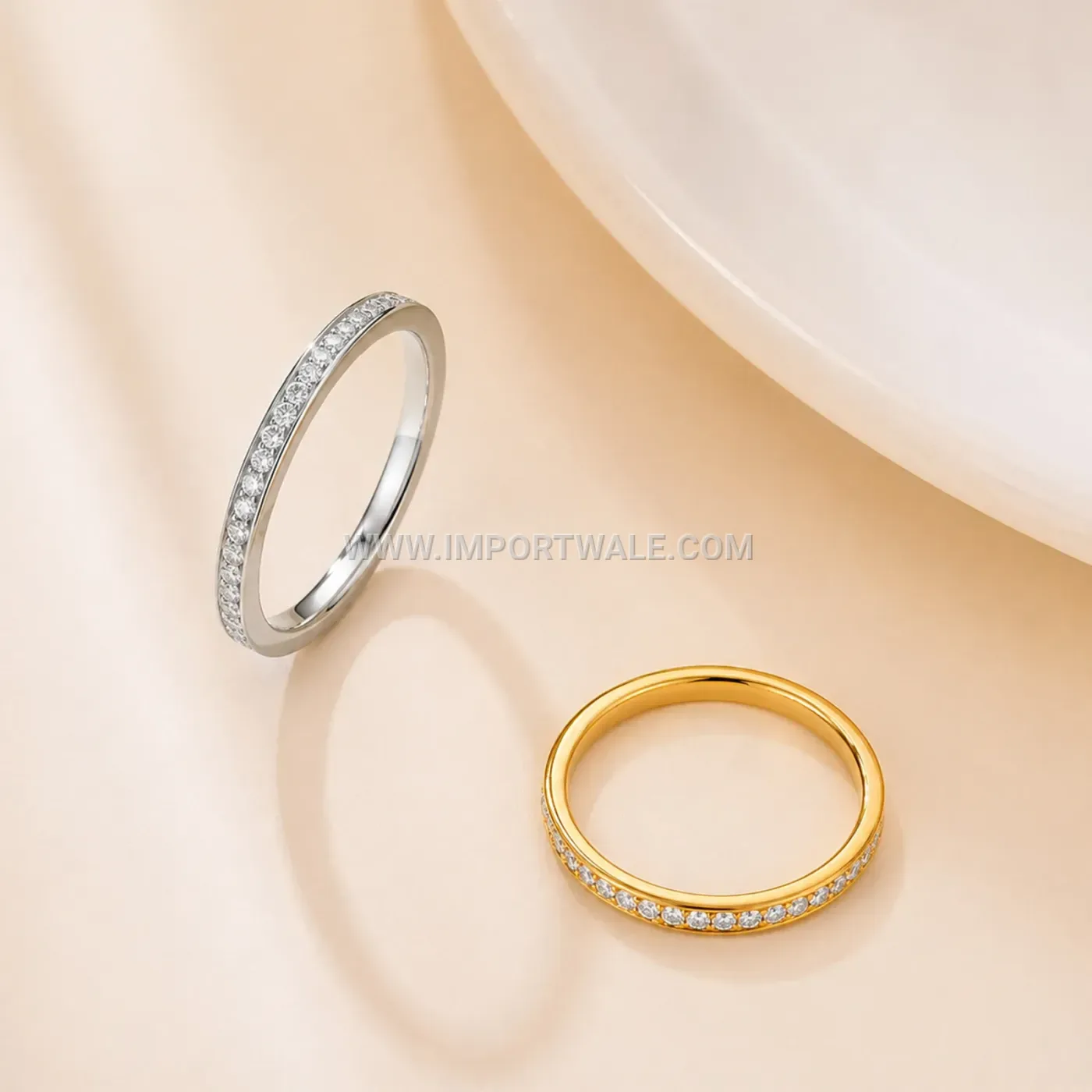 Slim Gold Plated Stainless Steel Half Eternity Ring