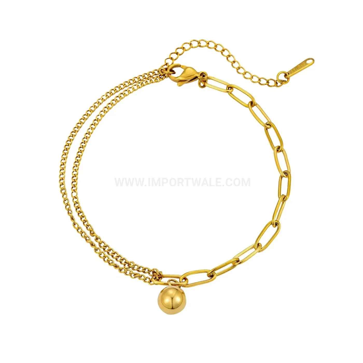 Modern Minimalist Gold-Plated Stainless Steel Bead Bracelet