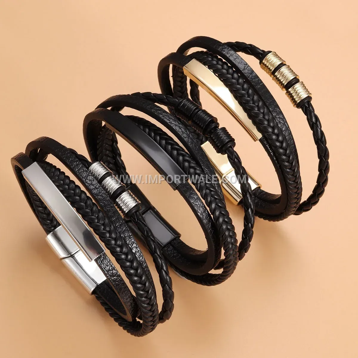 Bohemian Crystal and Feather Accent Wide Leather Cuff Bracelet
