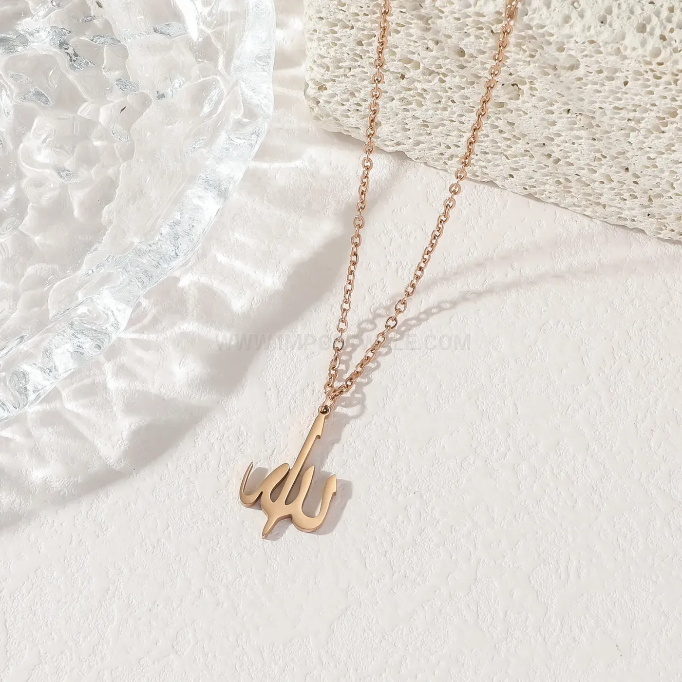 Premium Polished Stainless Steel Arabic Calligraphy Pendant Necklace