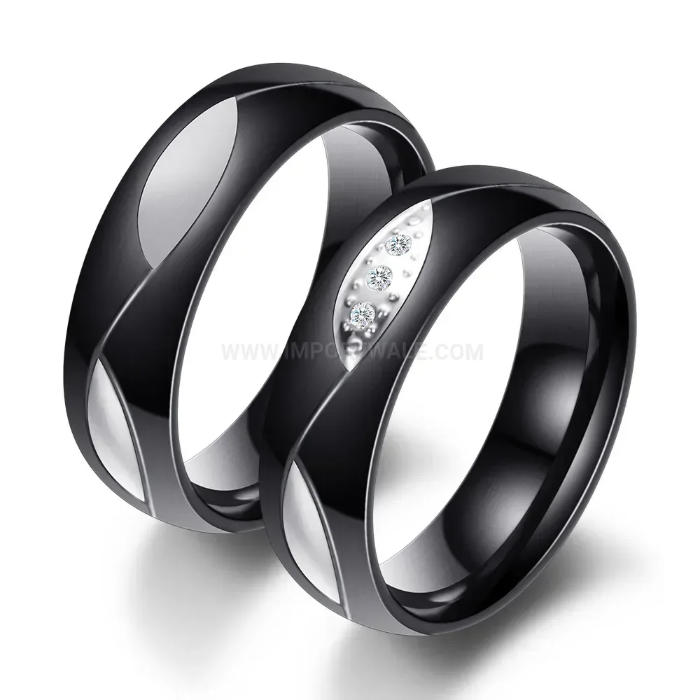 Delicate Leaf Motif Micro Pave Stainless Steel Ring