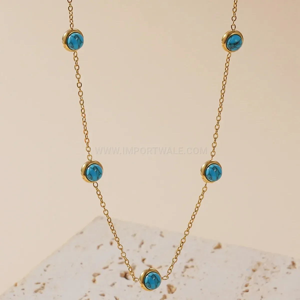 Sweet Turquoise Pearl Titanium Steel Jewelry Set