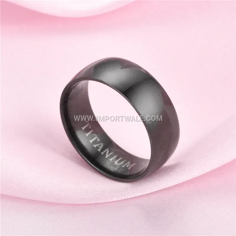 Matte Black Stainless Steel Domed Band Ring