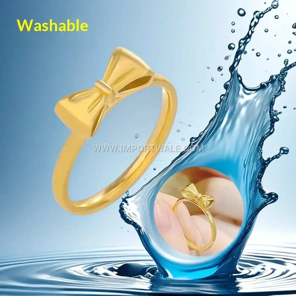 Slender Bow Knot Stainless Steel Band Ring