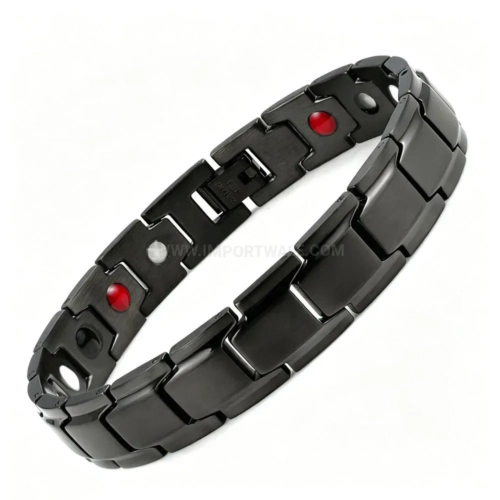 Men Beveled Stainless Steel Energy Link Bracelet