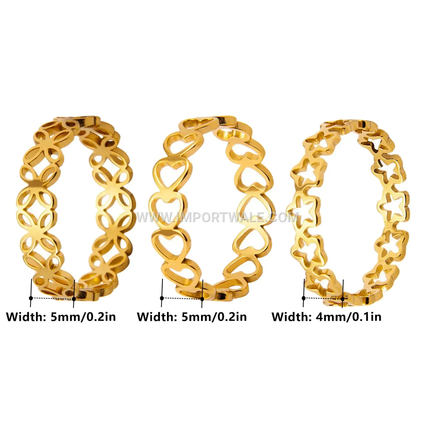 Laser Cut Geometric Pattern Stainless Steel Ring Band