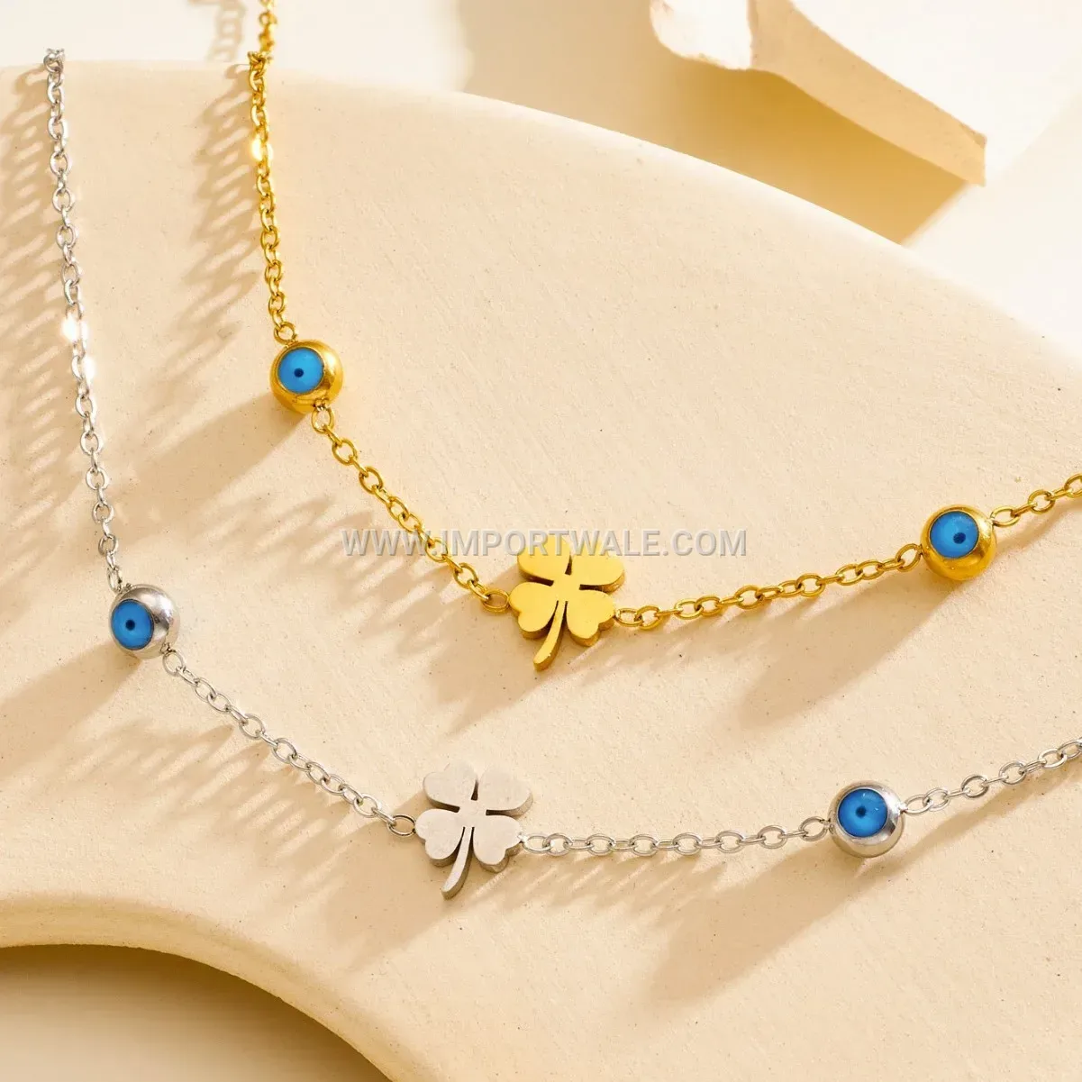 Minimalist Stainless Steel Clover Charm Anklet