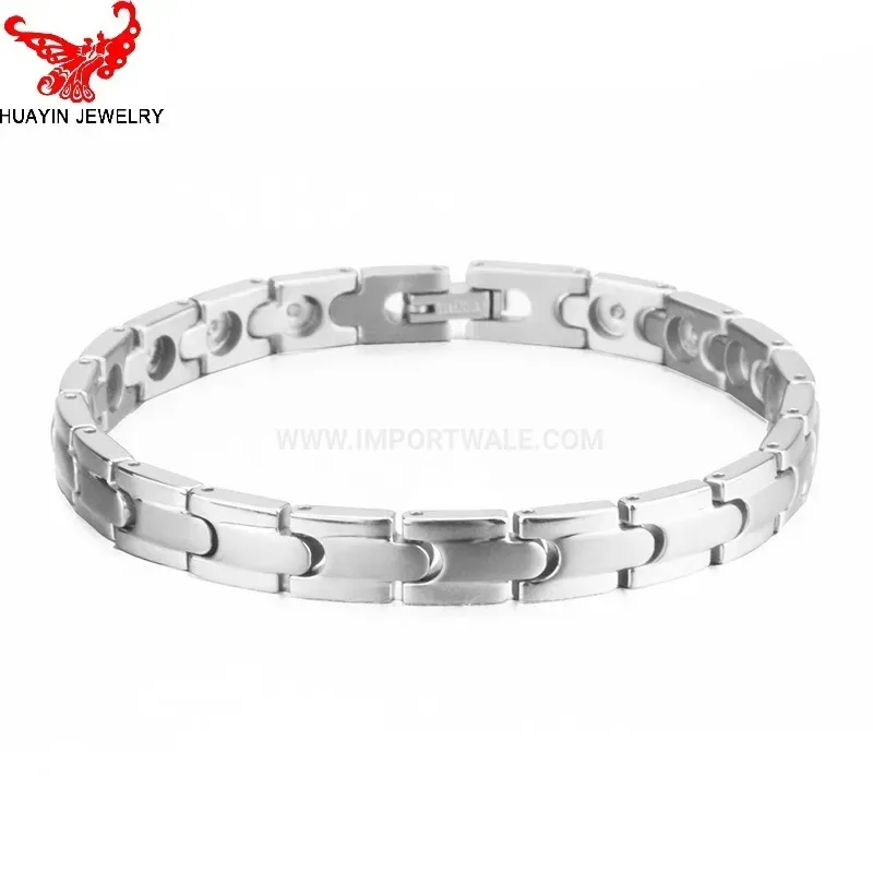 Premium Classic Geometric Pure Titanium Bio Bracelet with Magnetic Inlays
