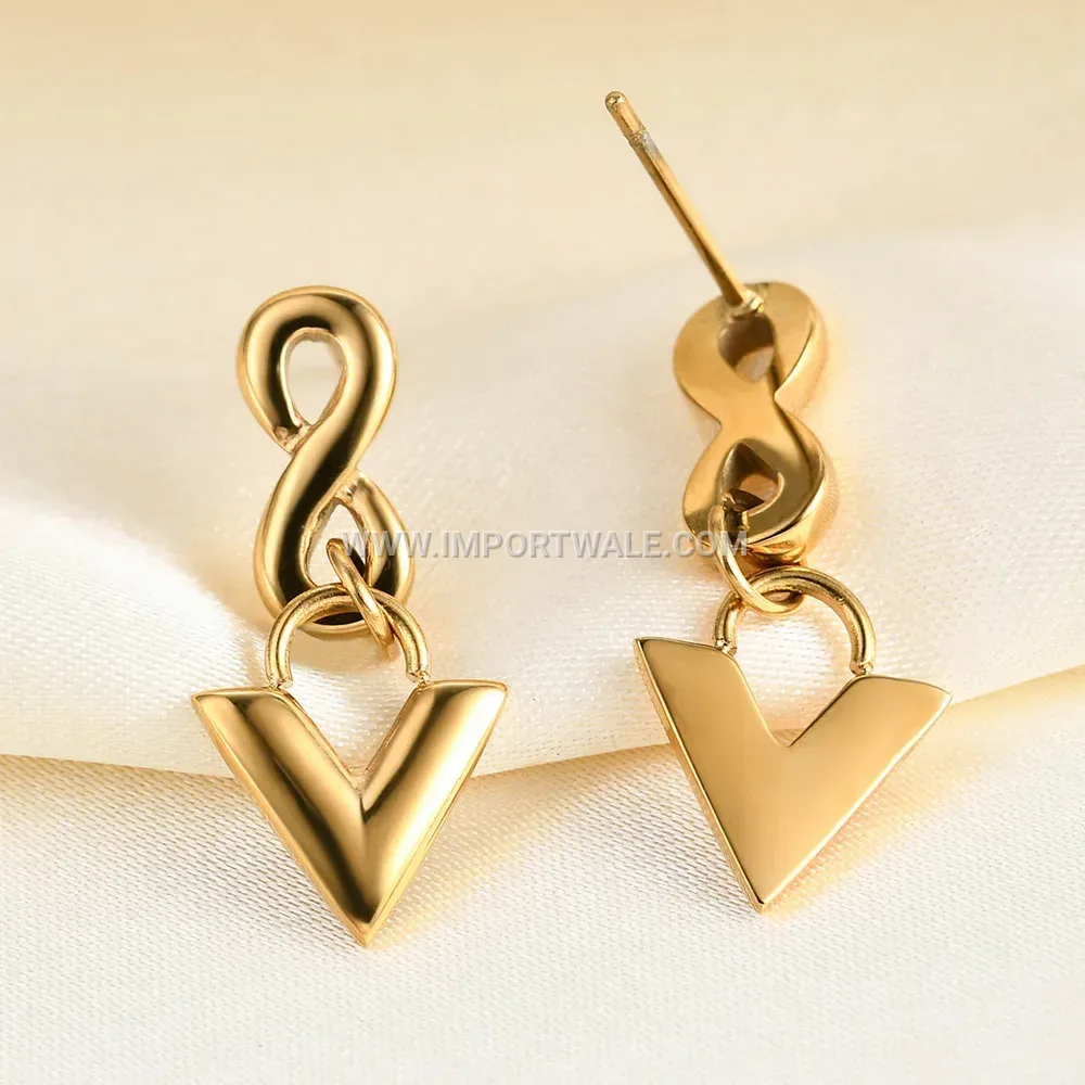 Geometrical Stainless Steel Infinity Loop Drop Earrings