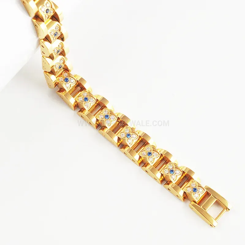 Bold Plated Stainless Steel Plum Blossom Magnetic Couple Bracelet