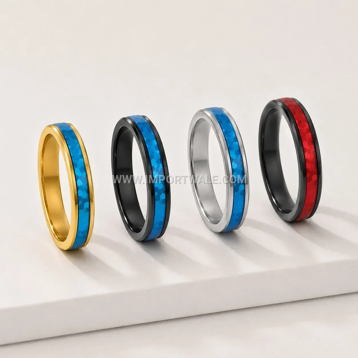 Spinning Stainless Steel Opal Band Ring