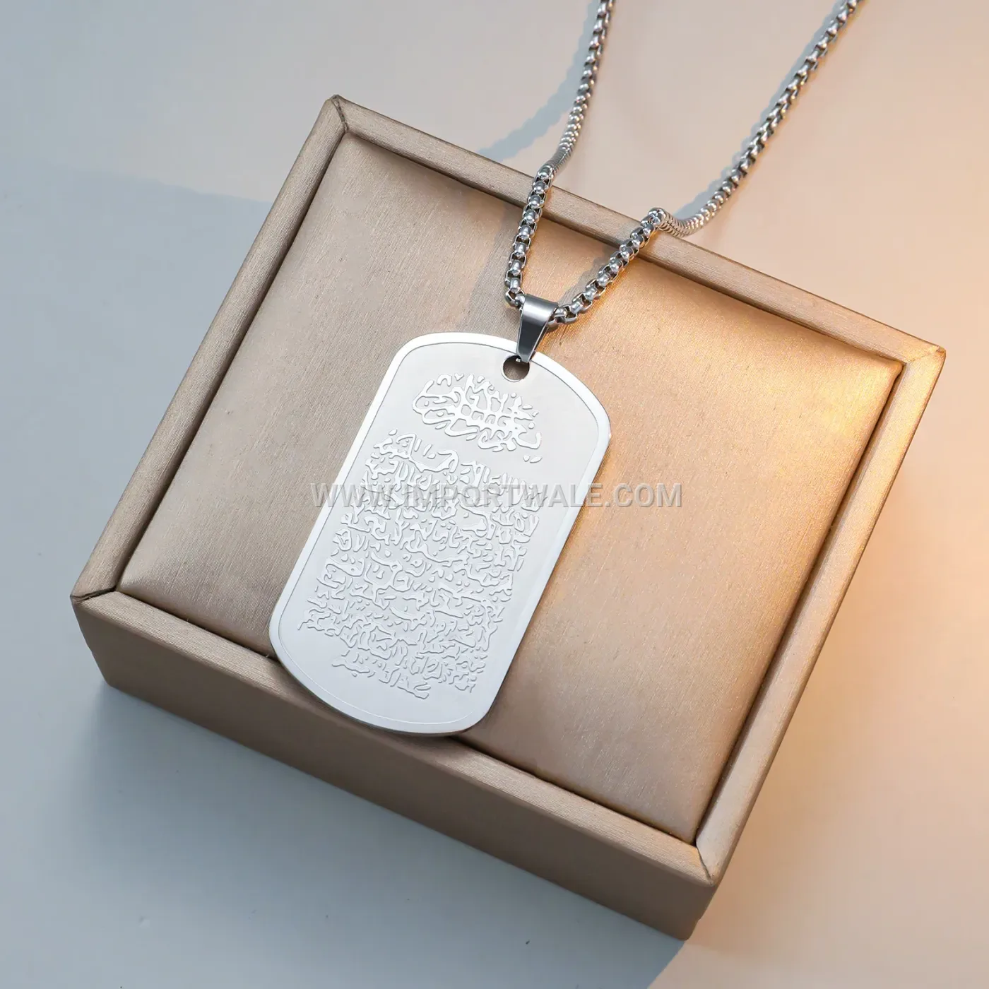 Stainless Steel Heart Allah Calligraphy Pendant Gold Plated Necklace