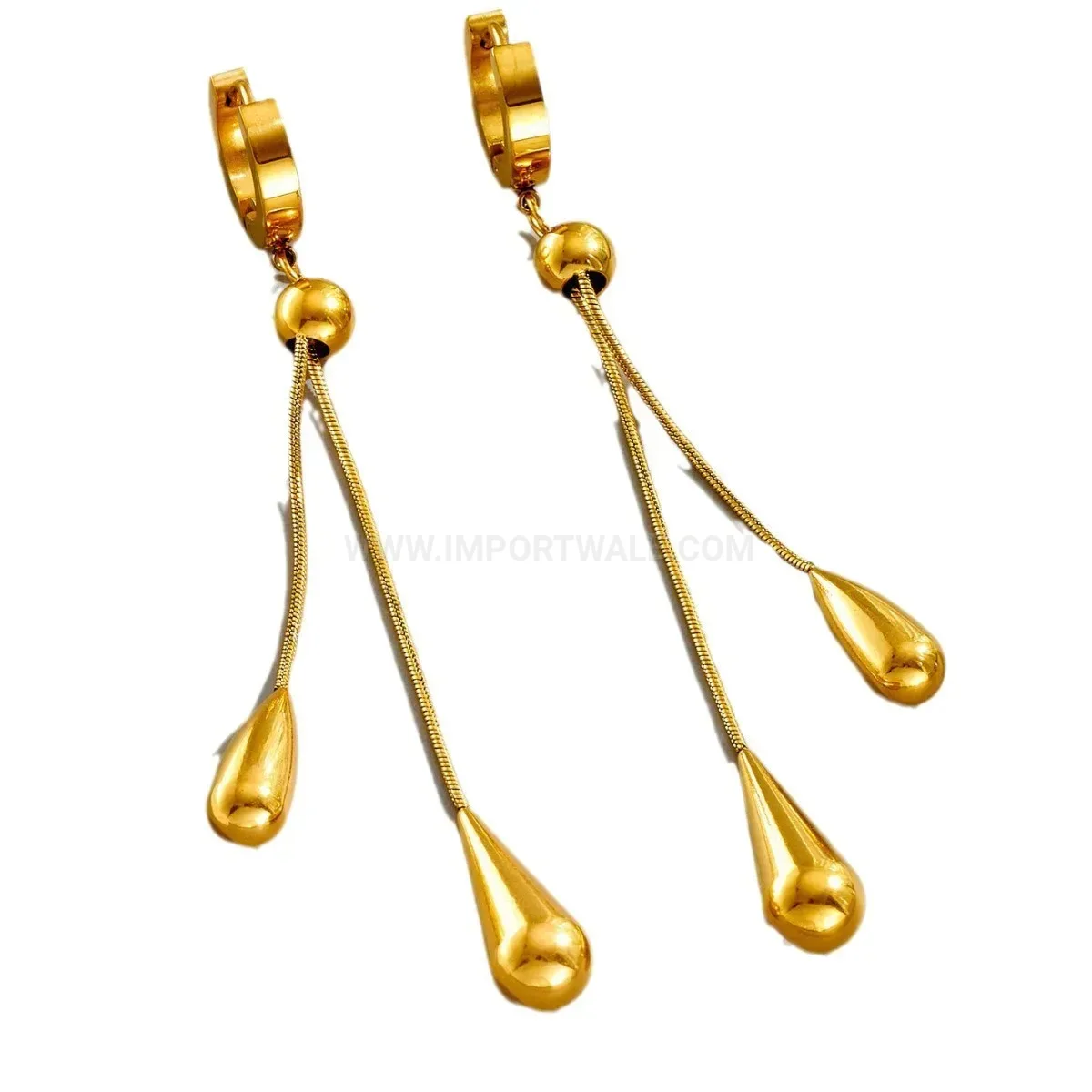 Designer Sleek Teardrop Stainless Steel Pendant Necklace and Earrings Set