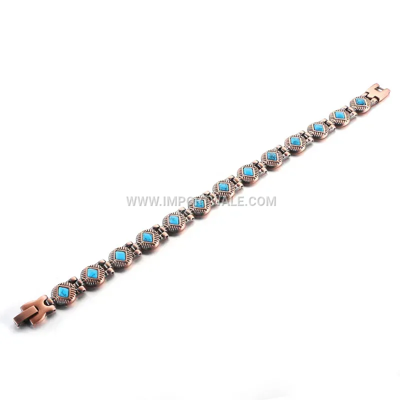 Wavy Stainless Steel Bio Magnetic Stone Bracelet