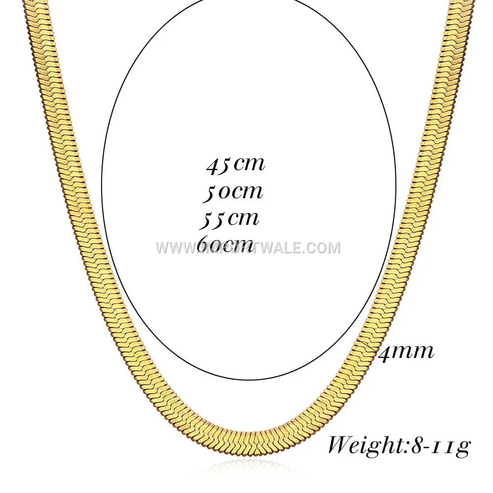 Minimalist Flat Snake Chain Stainless Steel Choker Necklace