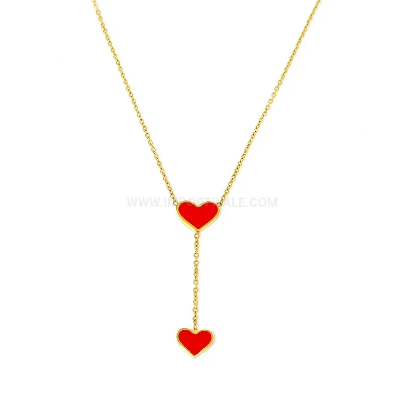 Fashion Red Heart Titanium Steel Pendant Necklace