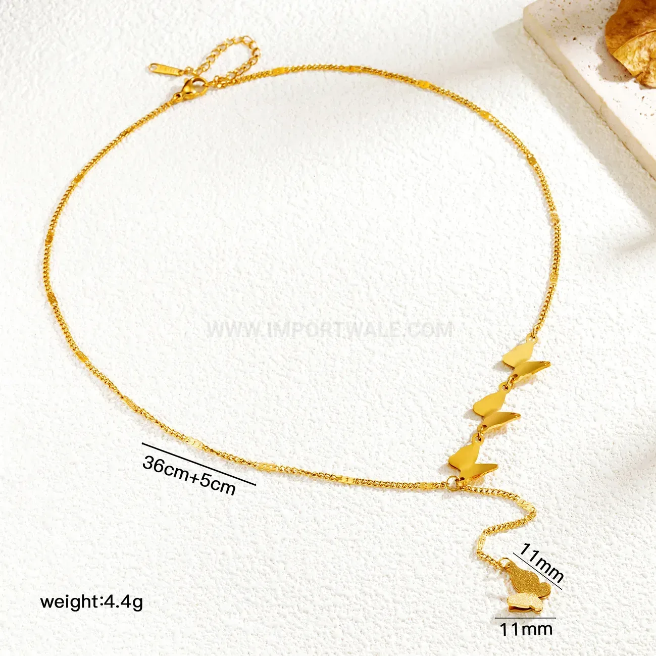 Stylish Titanium Steel Gold Plated Multi Butterfly Charm Necklace