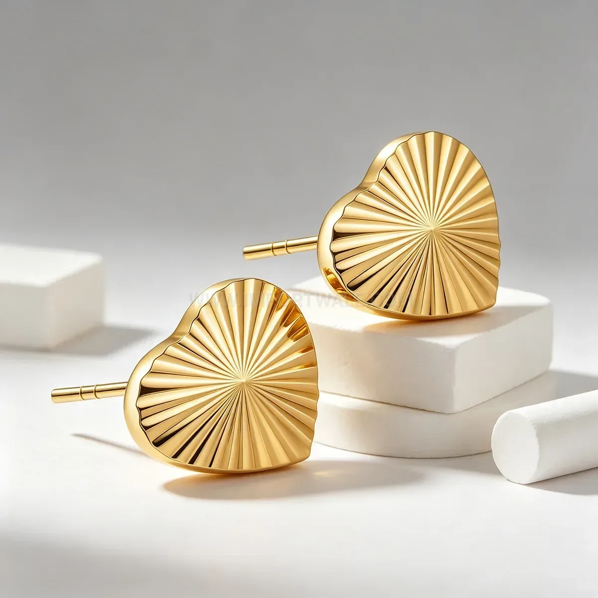 Textured Heart Stainless Steel Stud Earrings
