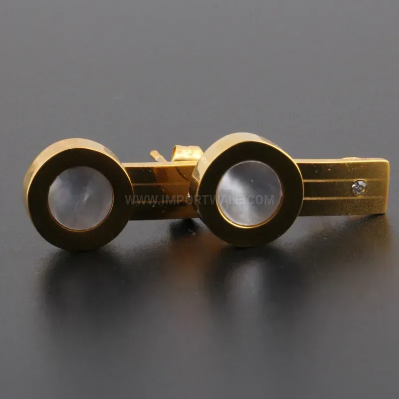Modern Gold Stainless Steel Geometric Shell Disc Stud Earrings