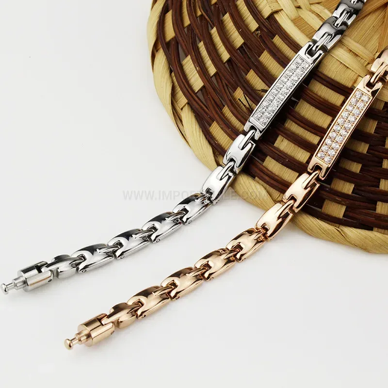 Modern Pure Titanium Rose Gold Bio Magnetic Germanium Bracelet