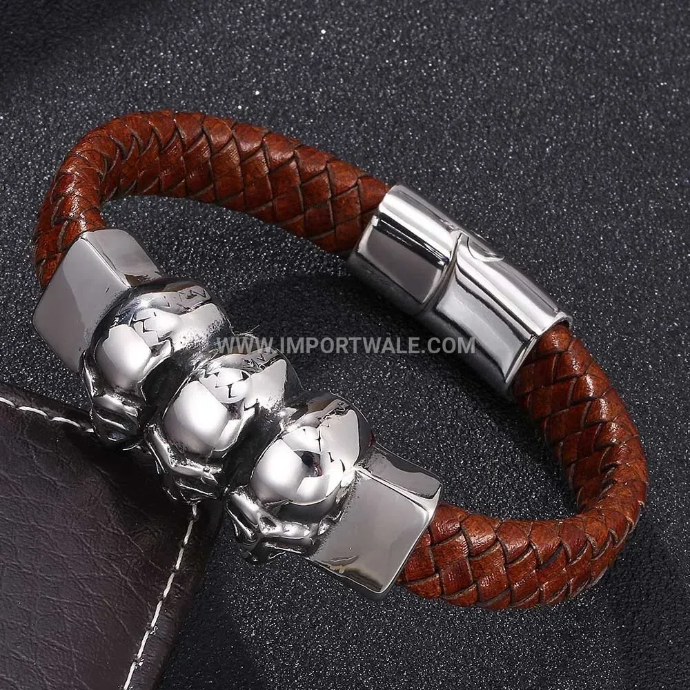 Retro Titanium Steel Moon Inlaid Unisex Chain Bracelet