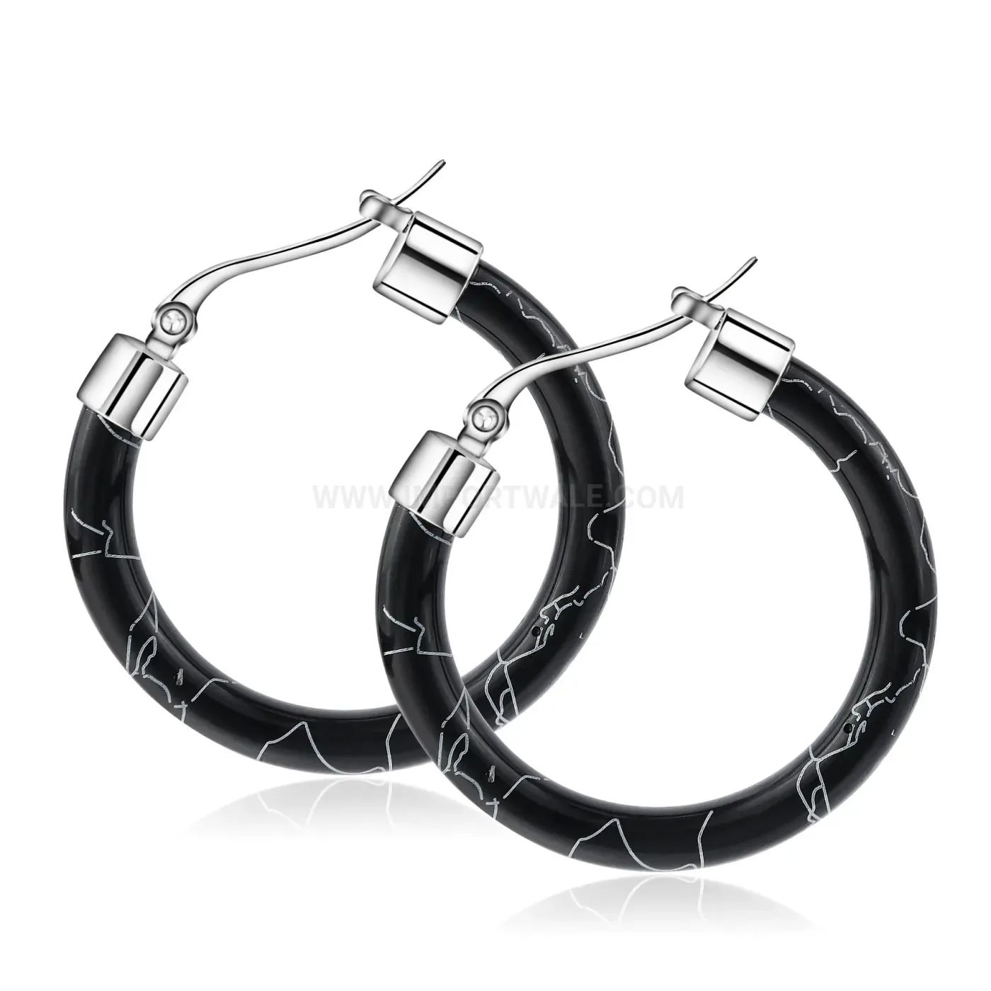 Modern Vibrant Blue Resin Ripple Stainless Steel Stud Earrings