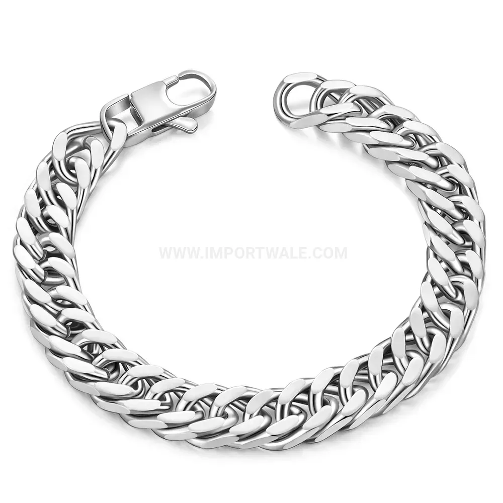 Sleek Stainless Steel Cuban Chain Bracelet with Square Box Clasp