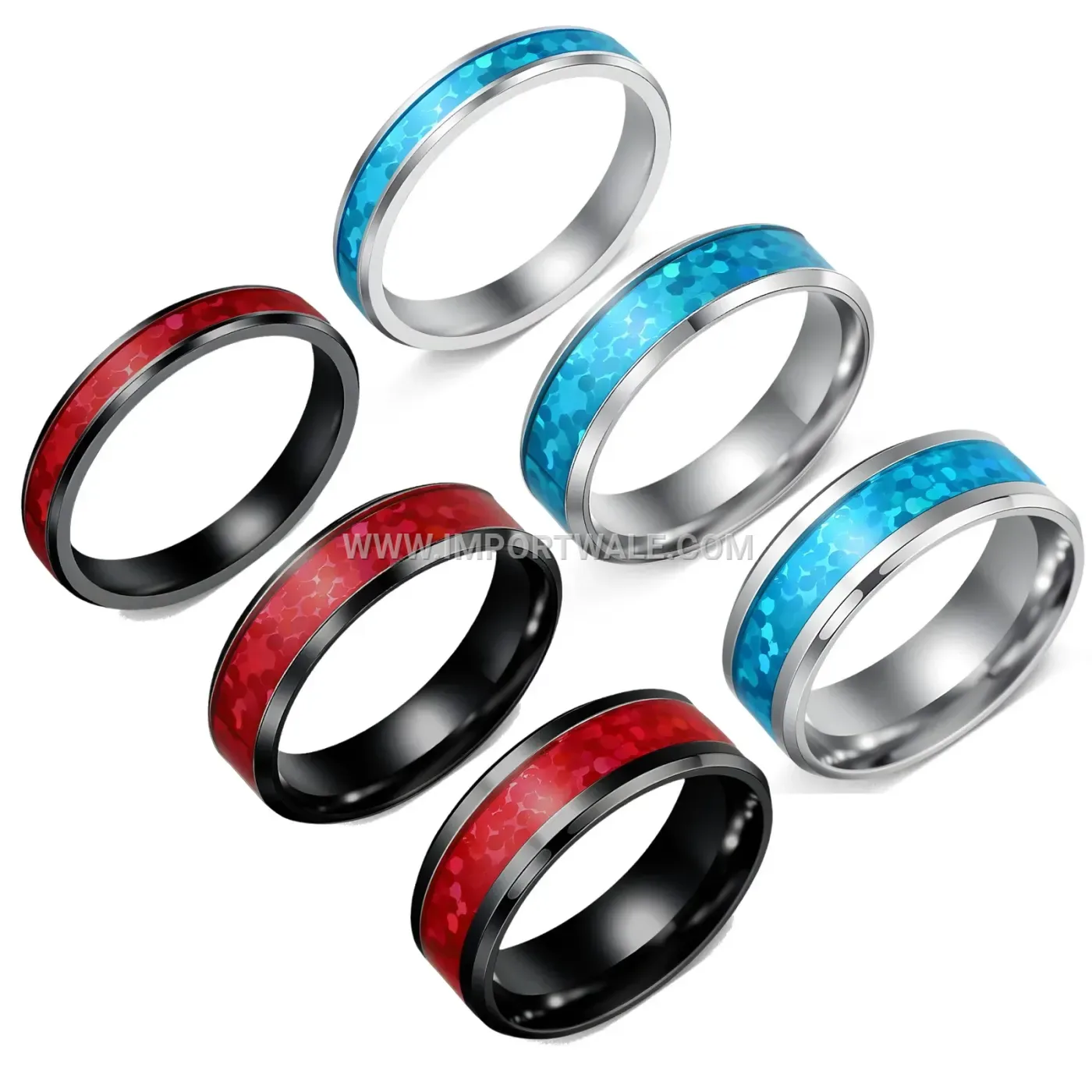 Faux Opal Inlaid Titanium Steel Ring