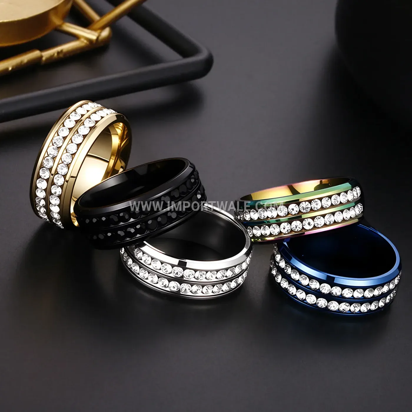 Double Row Zirconia Stainless Steel Eternity Band