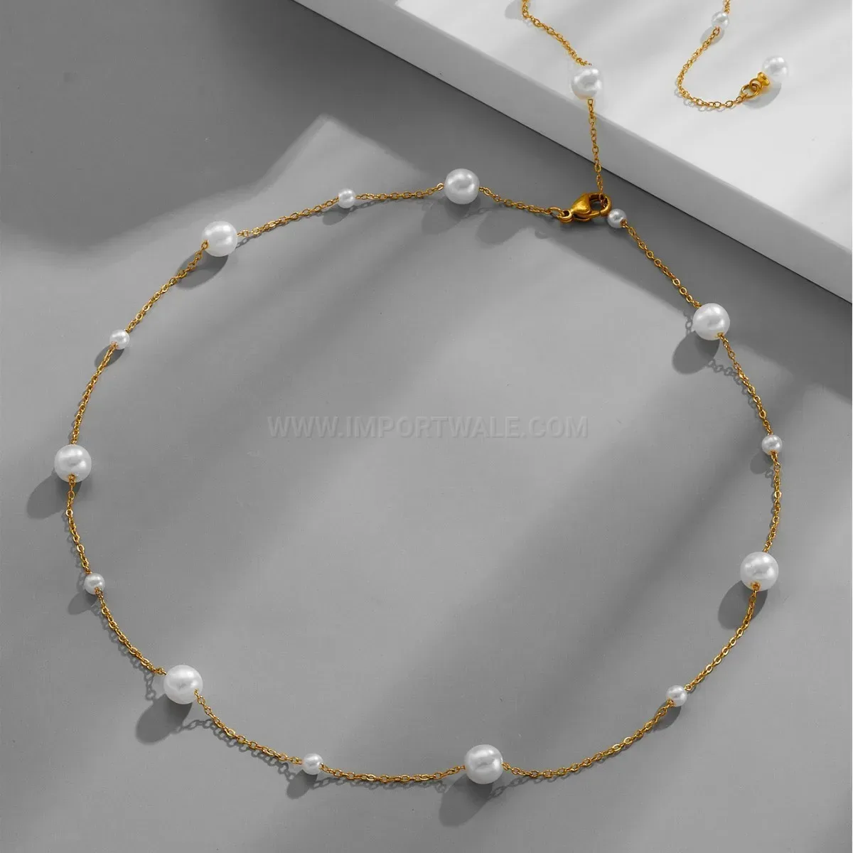 Classic Gold Plated Pearl Strand Clavicle Necklace with Star Pendant