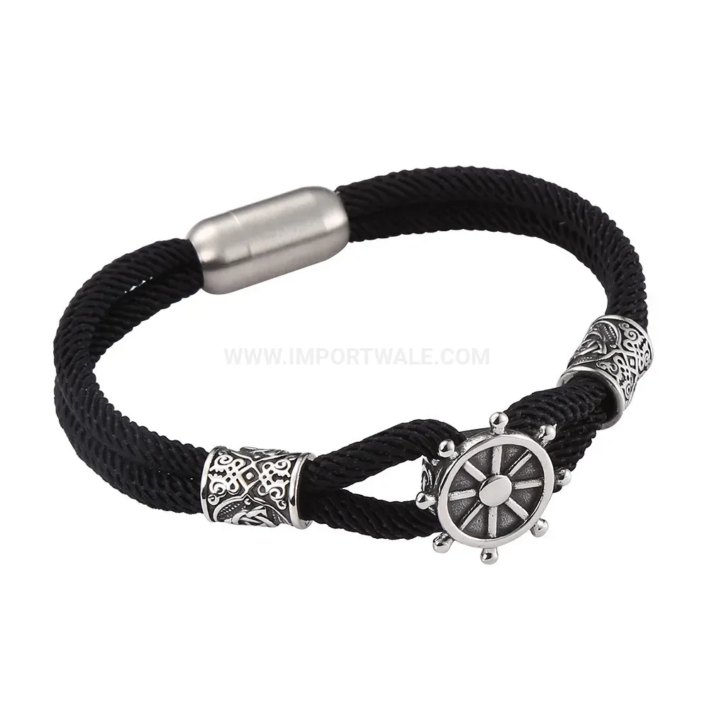 Vintage Style Double-Layer Woven Stainless Steel Men Bracelet