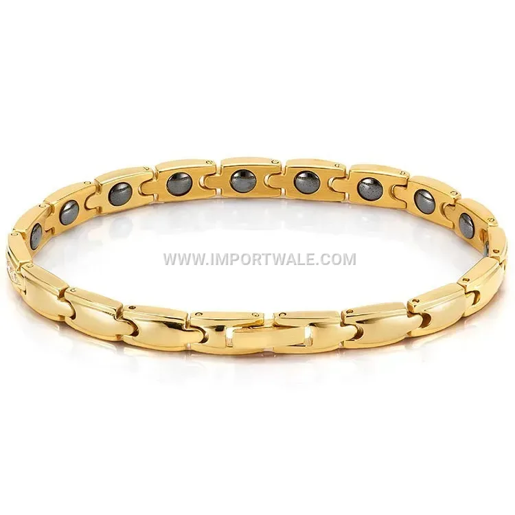 Stainless Steel Bullet Zircon Magnetic Link Bracelet