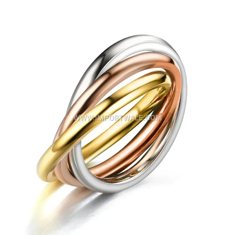 Interlocking Three Band Stainless Steel Rolling Ring