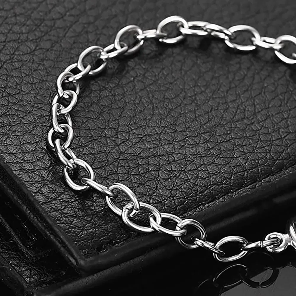 Minimalist Stainless Steel Cross Chain Bracelet with Toggle Clasp