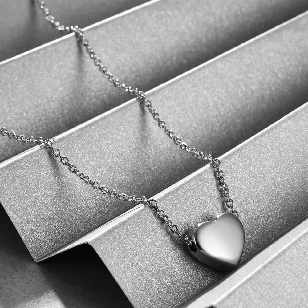Layered Stainless Steel Heart Initial Pendant Necklace