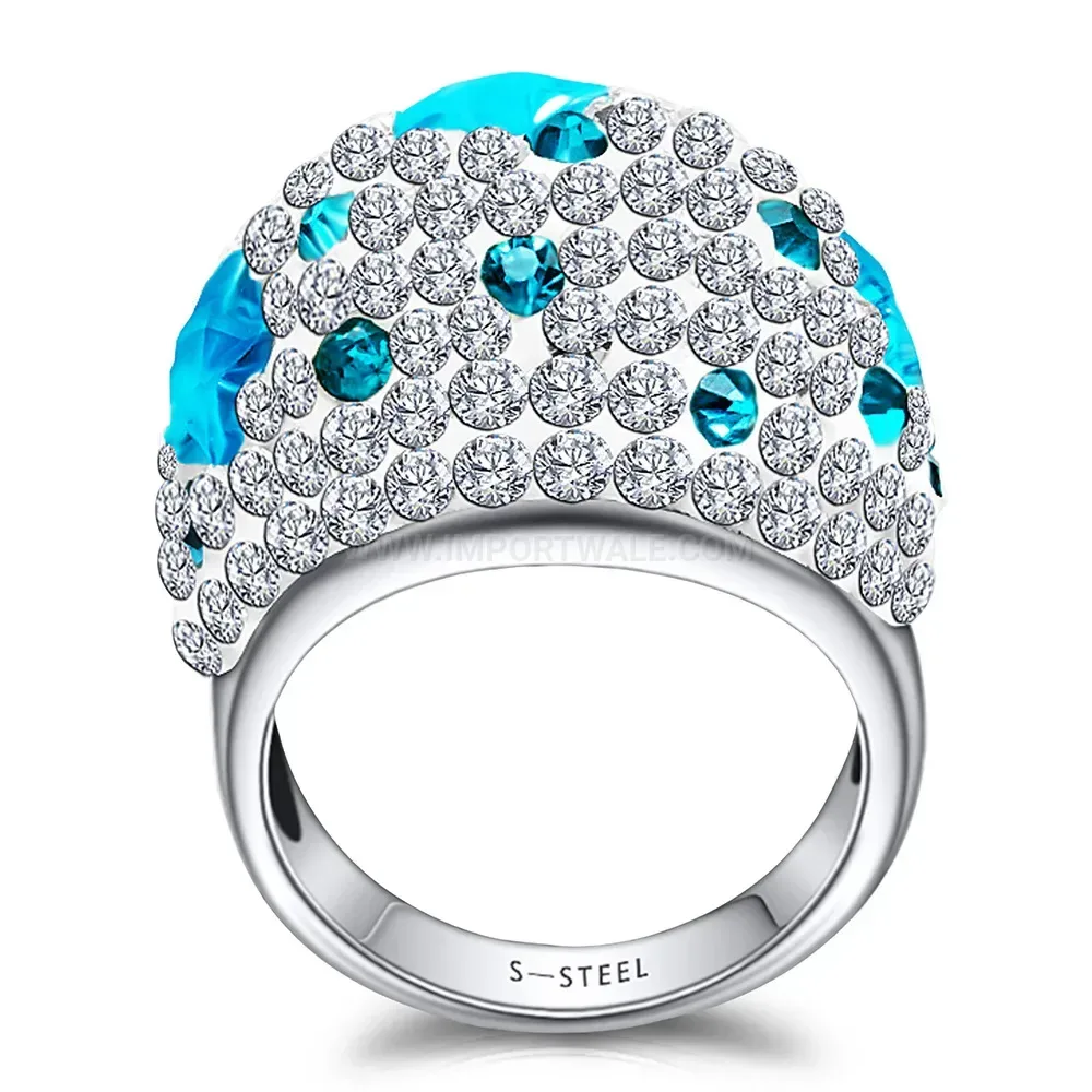 Vintage Blue Star Micro Pave Stainless Steel Ring