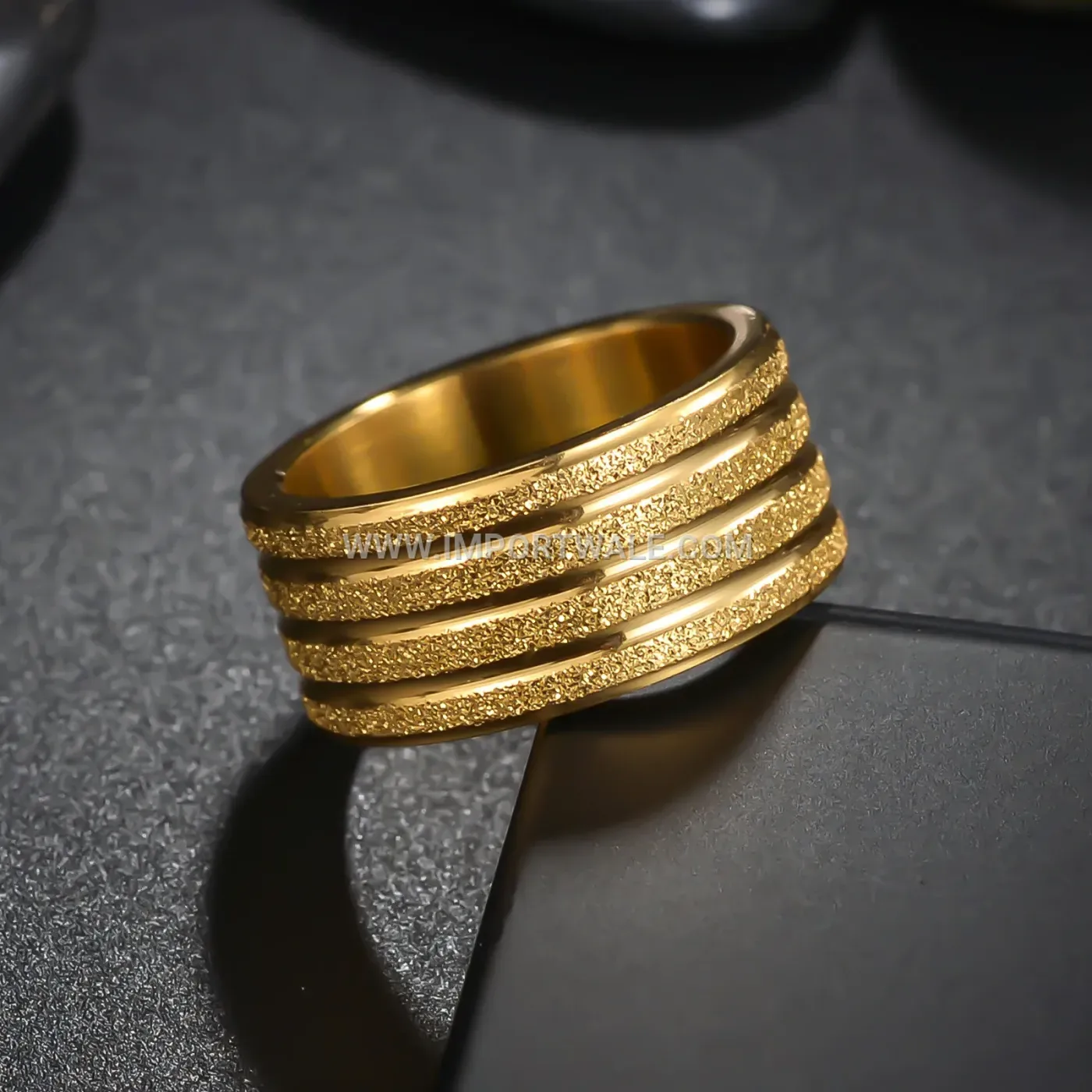 Wide Brushed Stainless Steel Men's Statement Band Ring