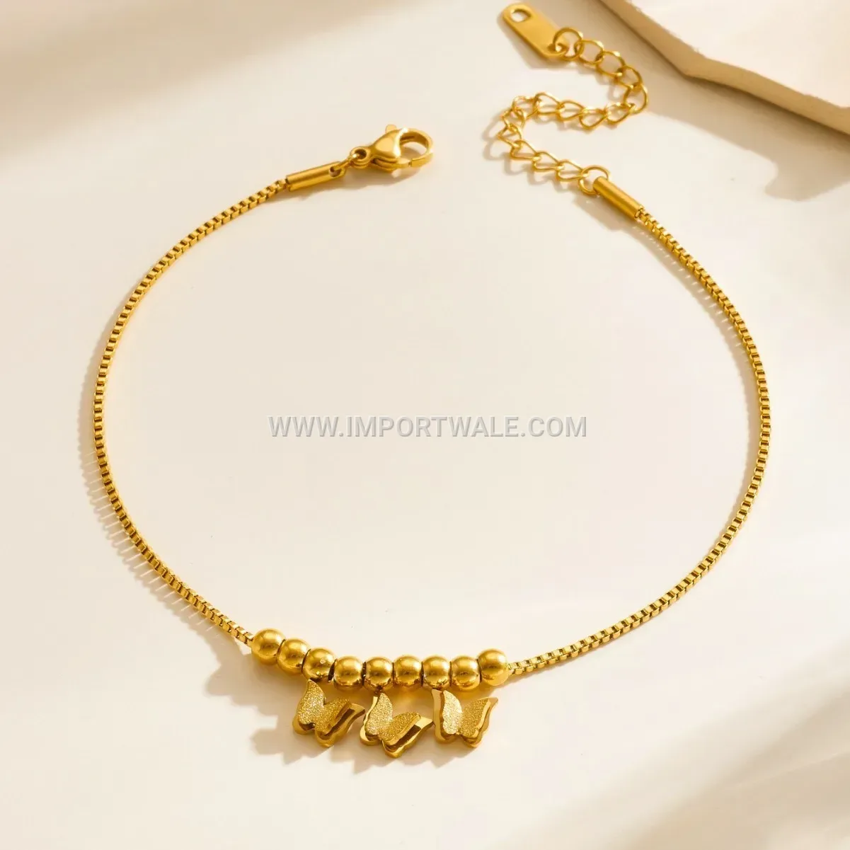 Elegance Gold Stainless Steel Butterfly Premium Anklet Anti Tarnish
