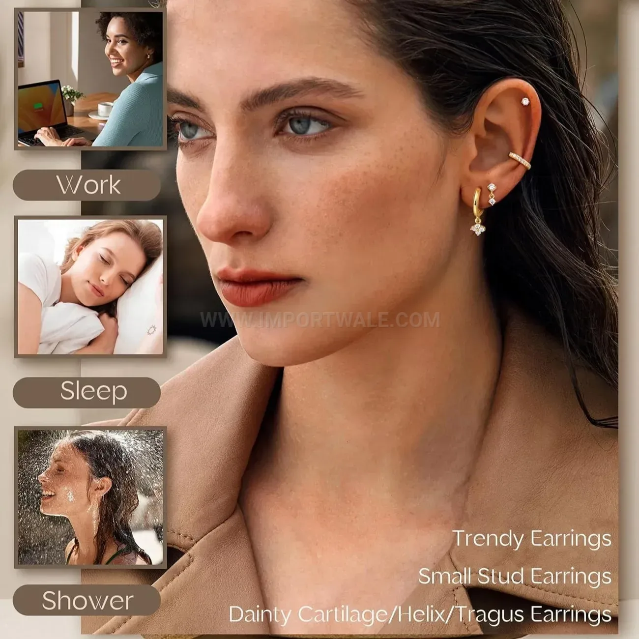 Fashion Stainless Steel Internally Threaded Stackable Piercing Stud Earrings