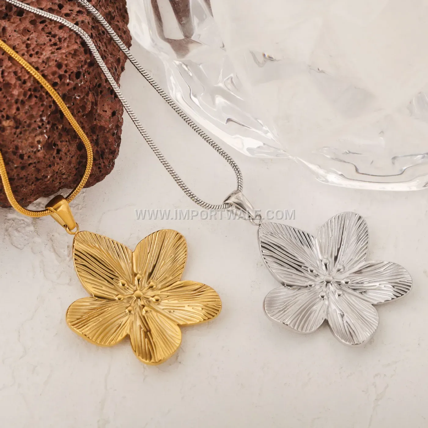 Elegantly Plated Stainless Steel Snake Chain Long Pendant Necklace