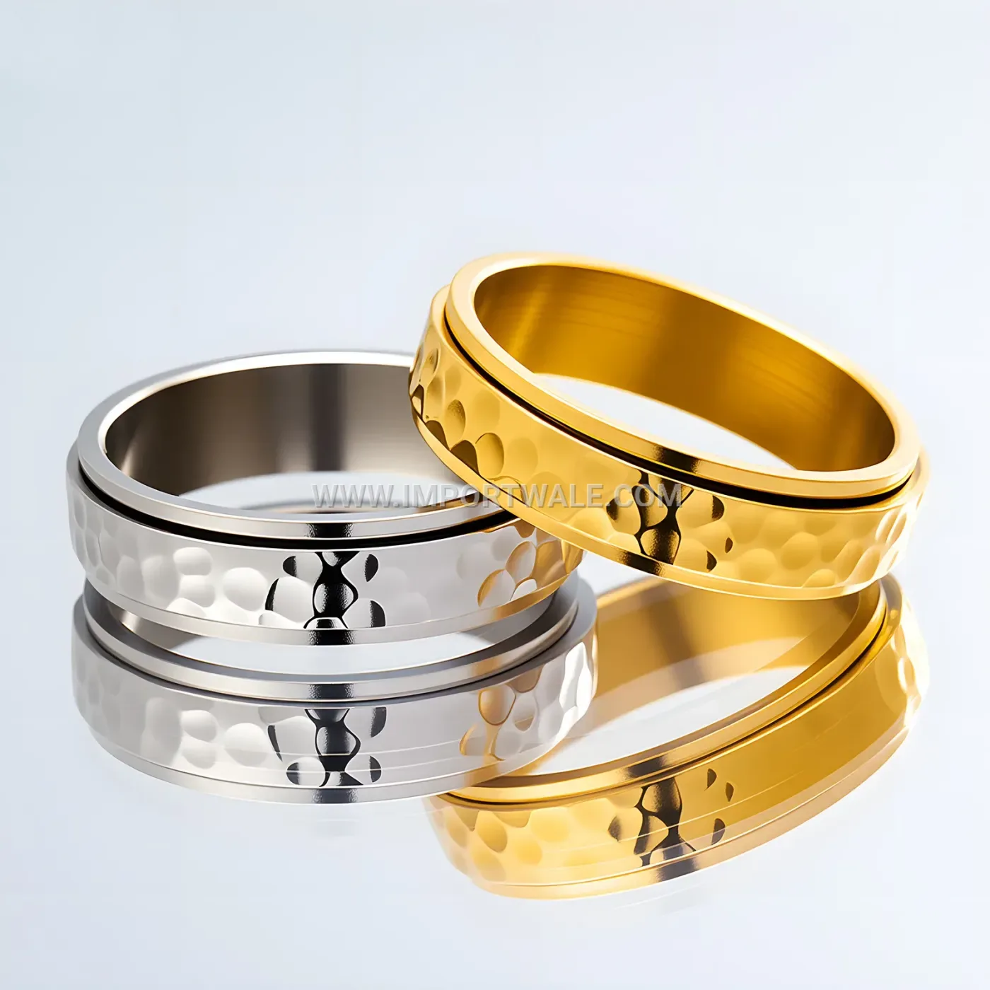 Hammered Stainless Steel Spinner Stress Relief Band Ring